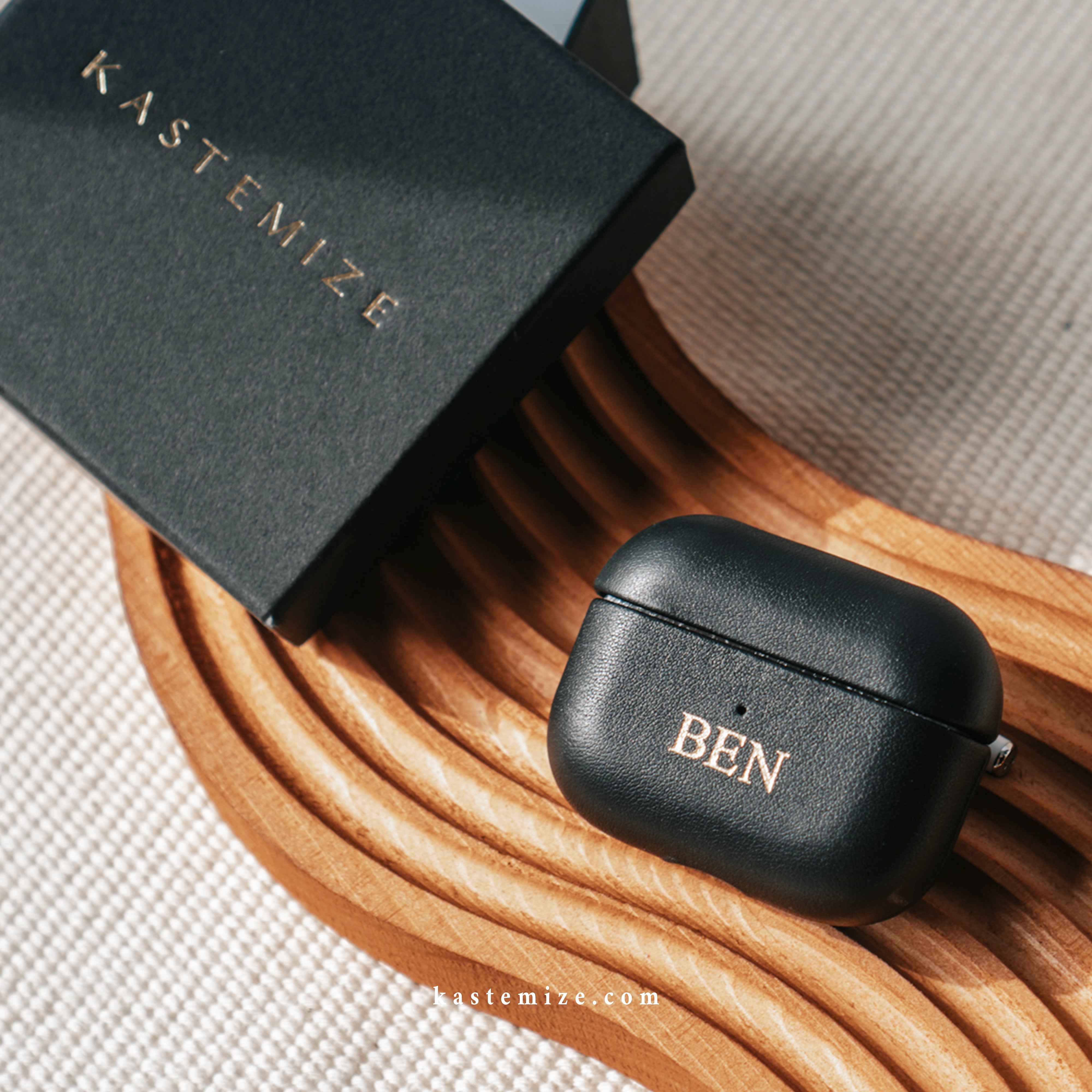 Personalised Black Airpods Case in Singapore with name engraving and customisation