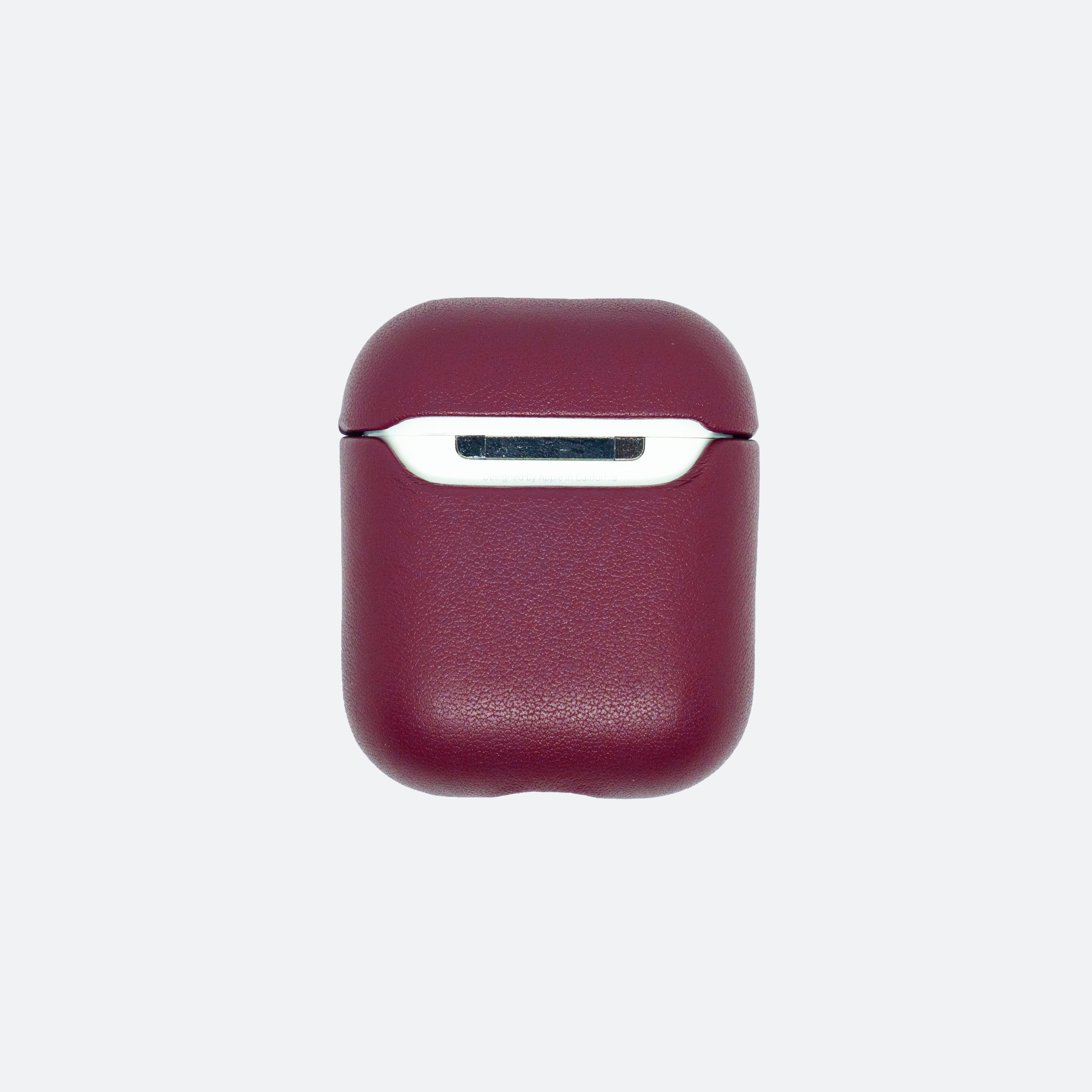 Personalised Burgundy Airpods Case in Singapore with name engraving and customisation