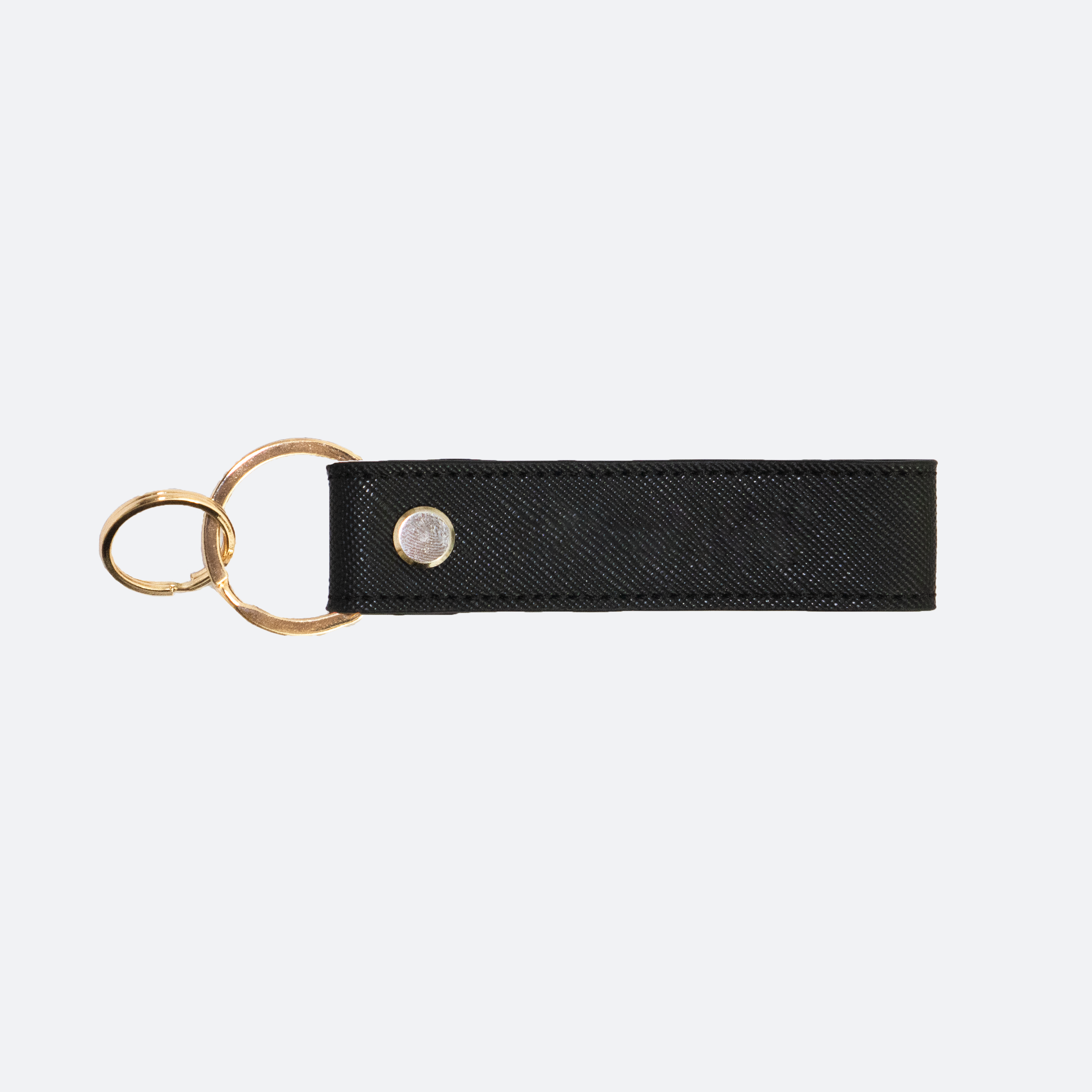 Emerson Saffiano Leather Keychain in Black - Kastemize