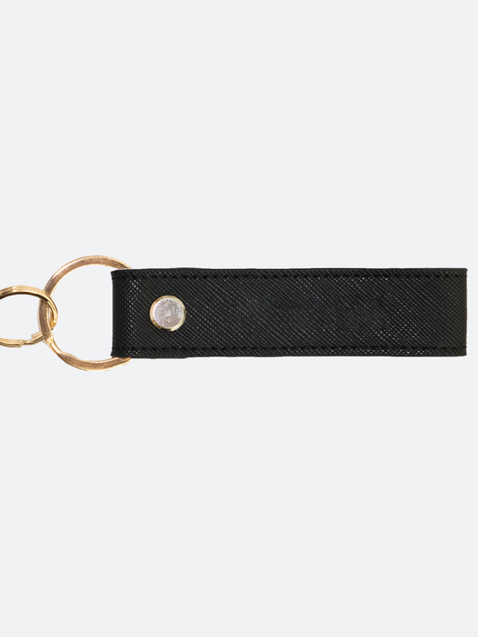 Emerson Saffiano Leather Keychain in Black