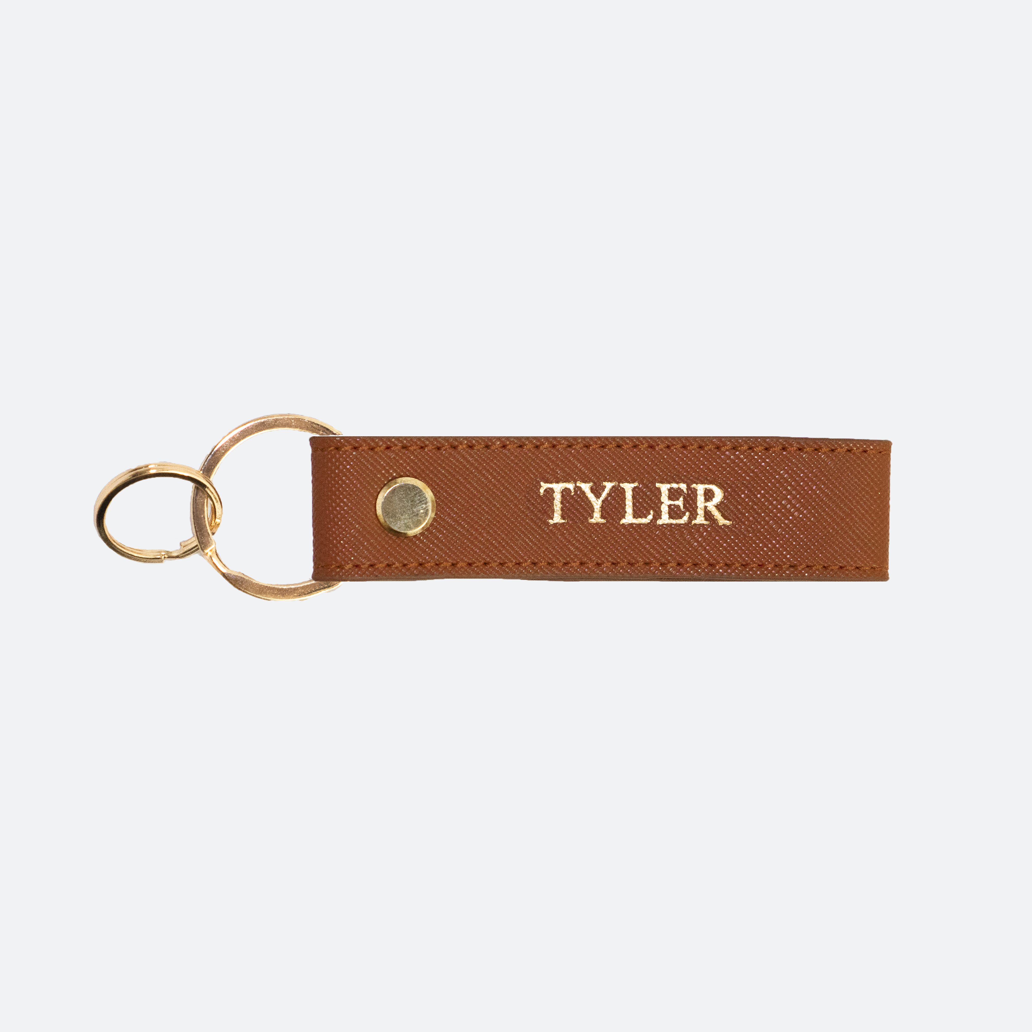 Emerson Saffiano Leather Keychain in Brown - Kastemize