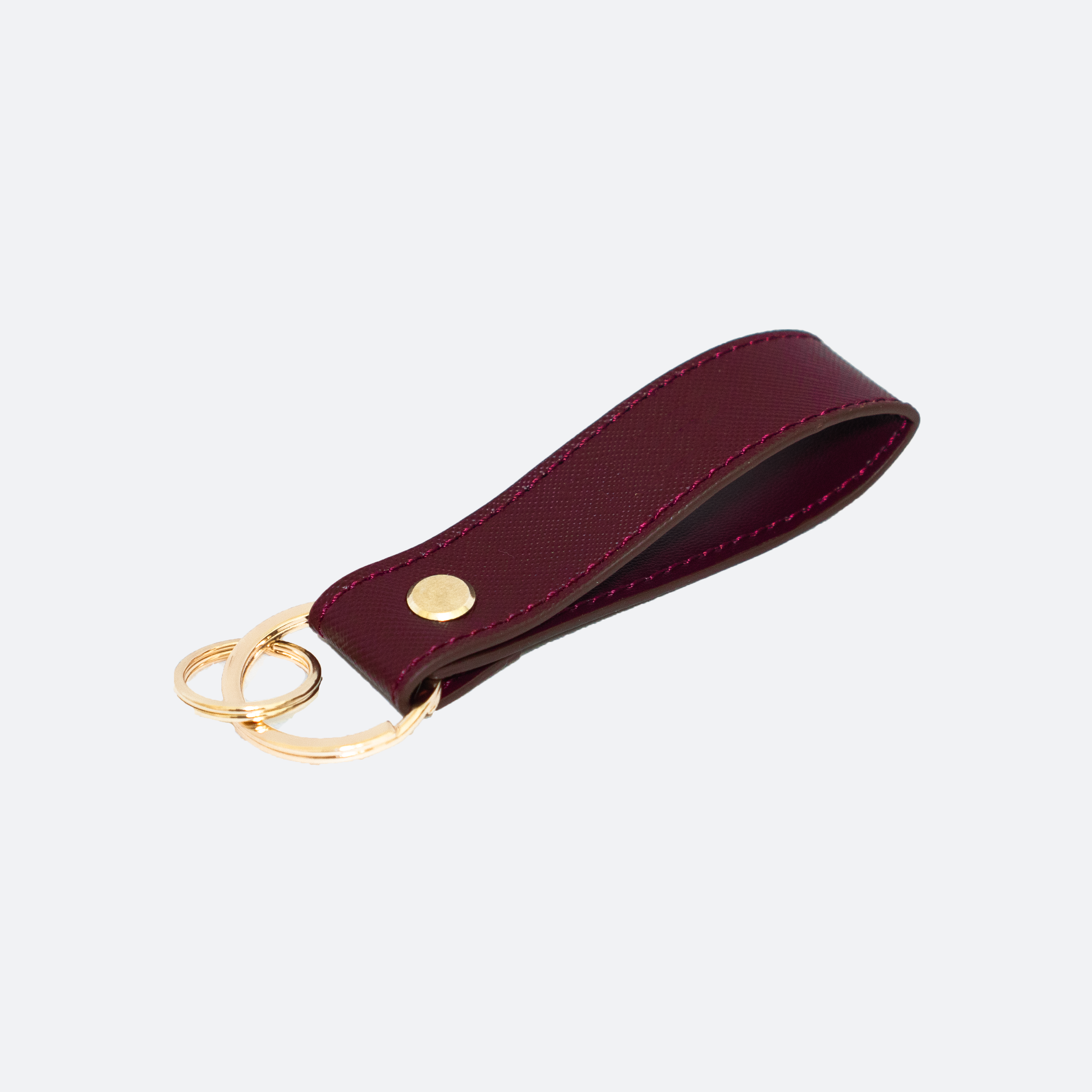 Emerson Saffiano Leather Keychain in Burgundy - Kastemize