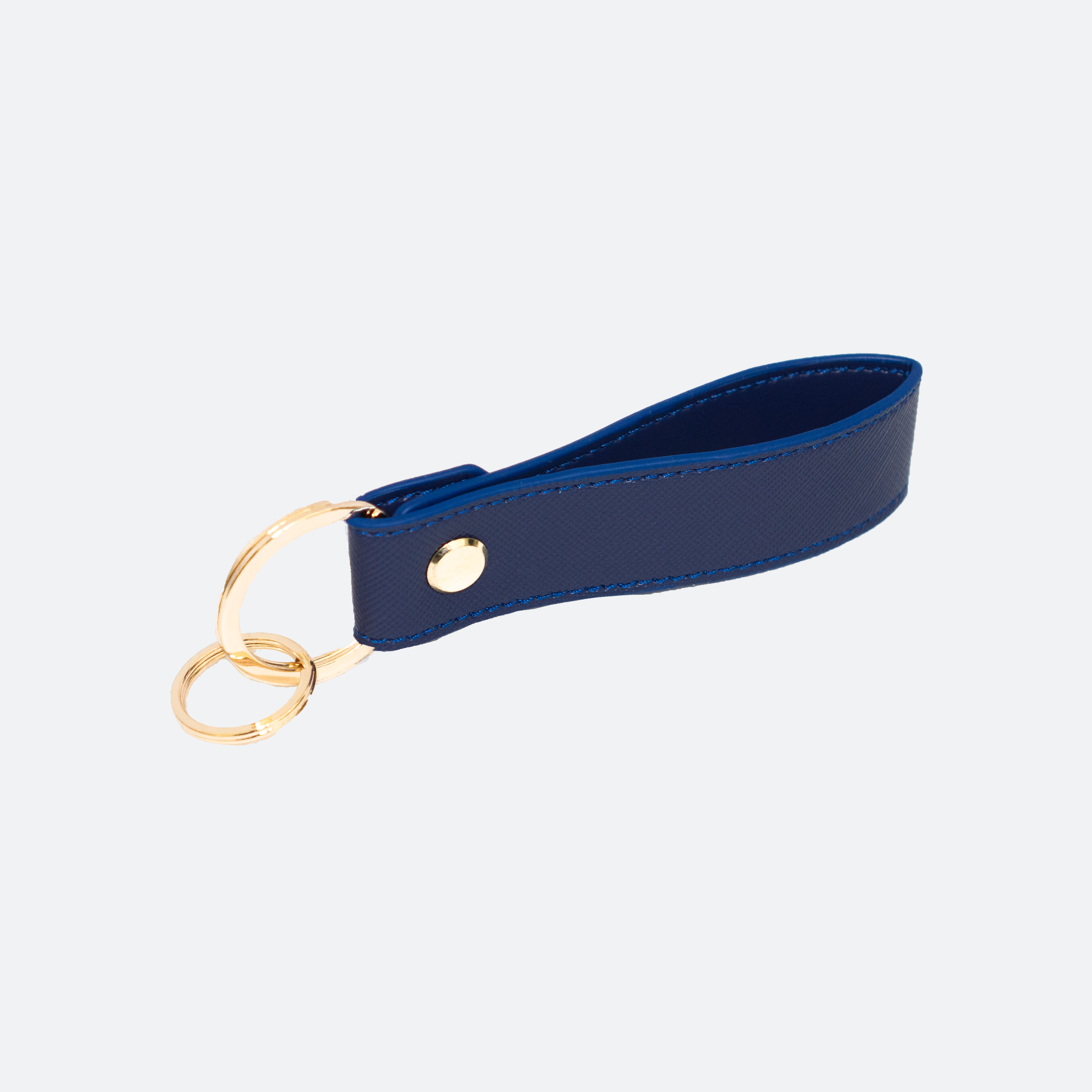 Emerson Saffiano Leather Keychain in Oxford Blue - Kastemize