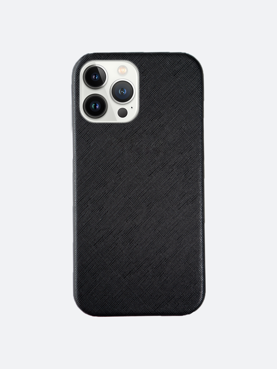 Harper Saffiano Wrap Leather iPhone 12 Pro Max Case in Black