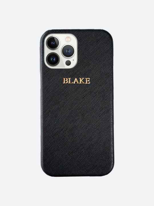 Harper Saffiano Wrap Leather iPhone 13 Pro Max Case in Black