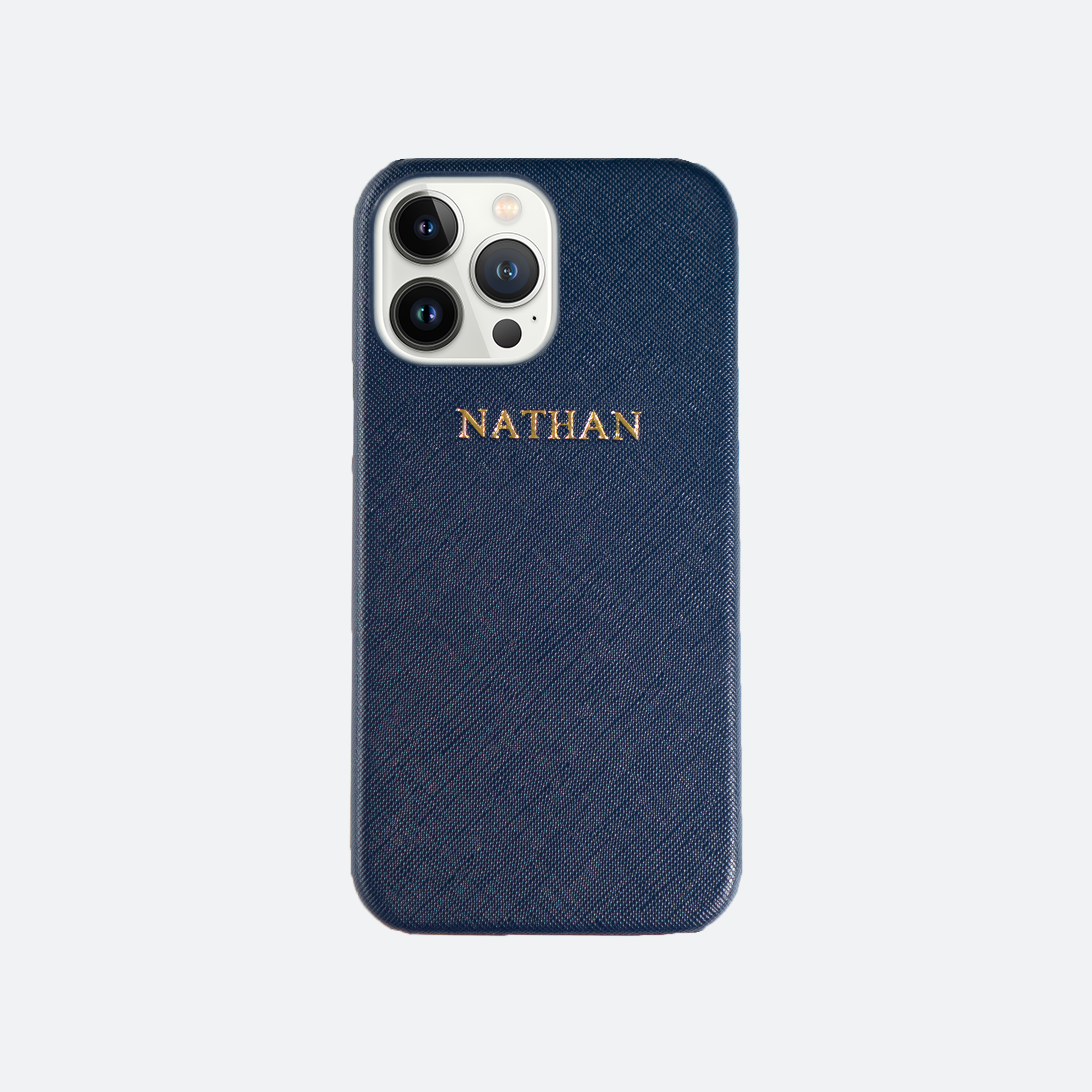 Harper Saffiano Wrap Leather iPhone 13 Pro Max Case in Midnight Navy - Kastemize