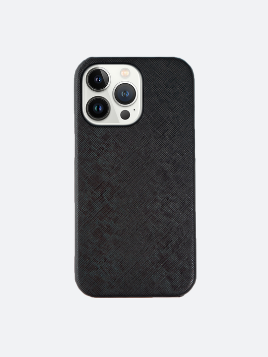 Harper Saffiano Wrap Leather iPhone 13 Pro Case in Black