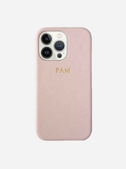 Harper Saffiano Wrap Leather iPhone 13 Pro Case in Peach Pink