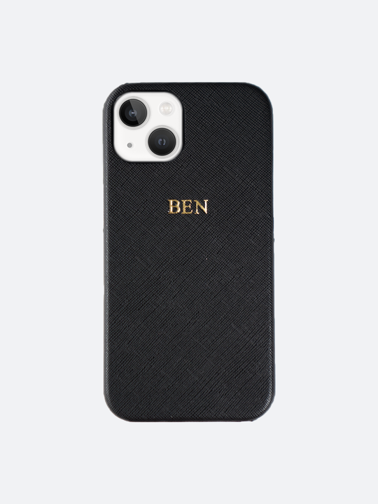 Harper Saffiano Wrap Leather iPhone 13 Case in Black