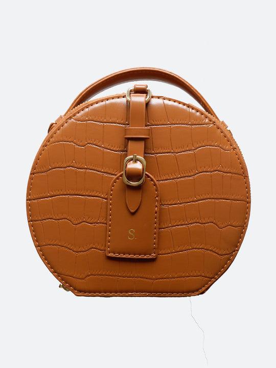 Olivia Round Shoulder Bag in Brown