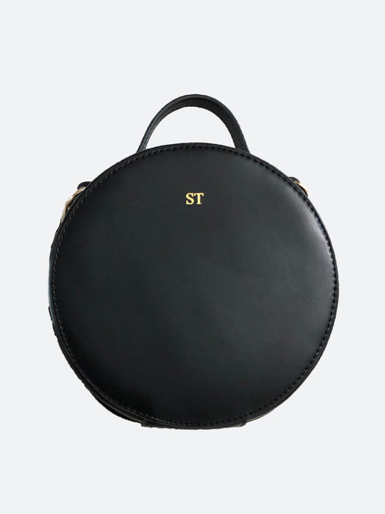 Ophelia Round Shoulder Bag in Black